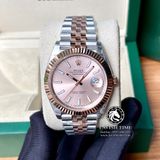 Đồng Hồ Rolex Datejust 41mm 126331-0010 Rep 1:1 Cao Cấp Vỏ Demi Vàng Hồng Mặt Hồng Cọc Số Vạch Dây Kim Loại Jubilee