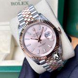 Đồng Hồ Rolex Datejust 41mm 126331-0010 Rep 1:1 Cao Cấp Vỏ Demi Vàng Hồng Mặt Hồng Cọc Số Vạch Dây Kim Loại Jubilee