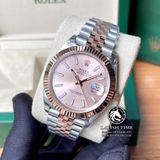 Đồng Hồ Rolex Datejust 41mm 126331-0010 Rep 1:1 Cao Cấp Vỏ Demi Vàng Hồng Mặt Hồng Cọc Số Vạch Dây Kim Loại Jubilee