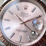 Đồng Hồ Rolex Datejust 41mm 126331-0010 Rep 1:1 Cao Cấp Vỏ Demi Vàng Hồng Mặt Hồng Cọc Số Vạch Dây Kim Loại Jubilee