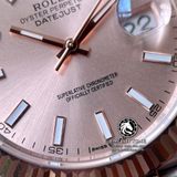 Đồng Hồ Rolex Datejust 41mm 126331-0010 Rep 1:1 Cao Cấp Vỏ Demi Vàng Hồng Mặt Hồng Cọc Số Vạch Dây Kim Loại Jubilee
