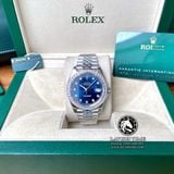 Đồng Hồ Rolex Datejust 41mm 126334 Rep 1:1 Chế Tác Vỏ Bạc Mặt Xanh Niềng Bezel Và Cọc Số Độ Kim Cương Thiên Nhiên Dây Kim Loại Jubilee