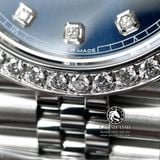 Đồng Hồ Rolex Datejust 41mm 126334 Rep 1:1 Chế Tác Vỏ Bạc Mặt Xanh Niềng Bezel Và Cọc Số Độ Kim Cương Thiên Nhiên Dây Kim Loại Jubilee