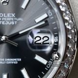 Đồng Hồ Rolex Datejust 41mm 126334 Rep 1:1 Chế Tác Vỏ Bạc Viền Bezel Độ Kim Cương Thiên Nhiên - Moissanite Mặt Xám Cọc Số Vạch Dây Kim loại Jubilee