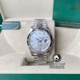 Đồng Hồ Rolex Datejust 41mm 126334 Rep 1:1 Chế Tác Vỏ Bạc Mặt Số Độ Xà Cừ Vân Mây Cọc Số Kim Cương Thiên Nhiên Dây Kim Loại Jubilee