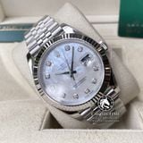 Đồng Hồ Rolex Datejust 41mm 126334 Rep 1:1 Chế Tác Vỏ Bạc Mặt Số Độ Xà Cừ Vân Mây Cọc Số Kim Cương Thiên Nhiên Dây Kim Loại Jubilee