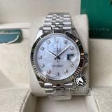 Đồng Hồ Rolex Datejust 41mm 126334 Rep 1:1 Chế Tác Vỏ Bạc Mặt Số Độ Xà Cừ Vân Mây Cọc Số Kim Cương Thiên Nhiên Dây Kim Loại Jubilee