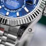 Đồng Hồ Rolex Sky-Dweller 42mm 336934-0005 Rep 1:1 Chế Tác Vỏ Bạc Mặt Xanh Dương Dây Kim Loại Oyster