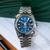 Đồng Hồ Rolex Sky-Dweller 42mm 336934-0005 Rep 1:1 Chế Tác Vỏ Bạc Mặt Xanh Dương Dây Kim Loại Oyster
