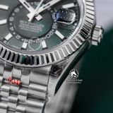 Đồng Hồ Rolex Sky-Dweller 42mm 336934-0002 Rep 1:1 Chế Tác Vỏ Bạc Mặt Xanh Lá Dây Kim Loại Oyster