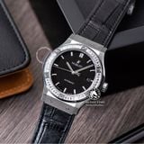 Đồng Hồ Hublot Classic Fusion 42mm Rep 1:1 Chế Tác Vỏ Bạc Độ Viền Bezel Kim Cương Thiên Nhiên Baguette - Moissanite 542.NX.1171.LR