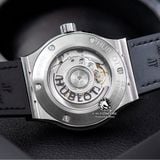 Đồng Hồ Hublot Classic Fusion 42mm Rep 1:1 Chế Tác Vỏ Bạc Độ Viền Bezel Kim Cương Thiên Nhiên Baguette - Moissanite 542.NX.1171.LR
