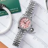 Đồng Hồ Rolex Datejust 31mm m278384rbr-0036 Rep 1:1 Chế Tác Mặt Hồng Niềng Đá Dây Thép Jubilee 5 mắt