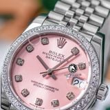 Đồng Hồ Rolex Datejust 31mm m278384rbr-0036 Rep 1:1 Chế Tác Mặt Hồng Niềng Đá Dây Thép Jubilee 5 mắt