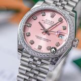 Đồng Hồ Rolex Datejust 31mm m278384rbr-0036 Rep 1:1 Chế Tác Mặt Hồng Niềng Đá Dây Thép Jubilee 5 mắt