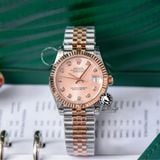 Đồng Hồ Rolex Datejust 31mm m278271-0024 Rep 1:1 Chế Tác Mặt Hoa Hồng Niềng Khía Dây Demi Vàng Hồng Jubilee 5 mắt