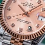 Đồng Hồ Rolex Datejust 31mm m278271-0024 Rep 1:1 Chế Tác Mặt Hoa Hồng Niềng Khía Dây Demi Vàng Hồng Jubilee 5 mắt