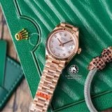 Đồng Hồ Rolex Datejust 31mm m278275-0010 Rep 1:1 Chế Tác Mặt Bạc Niềng Khía Dây Vàng Hồng President 3 mắt