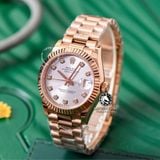 Đồng Hồ Rolex Datejust 31mm m278275-0010 Rep 1:1 Chế Tác Mặt Bạc Niềng Khía Dây Vàng Hồng President 3 mắt