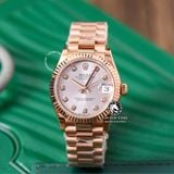 Đồng Hồ Rolex Datejust 31mm m278275-0010 Rep 1:1 Chế Tác Mặt Bạc Niềng Khía Dây Vàng Hồng President 3 mắt
