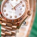 Đồng Hồ Rolex Datejust 31mm m278275-0010 Rep 1:1 Chế Tác Mặt Bạc Niềng Khía Dây Vàng Hồng President 3 mắt