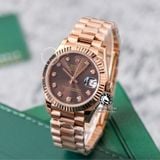 Đồng Hồ Rolex Datejust 31mm m278275-0010 Rep 1:1 Chế Tác Mặt Nâu Chocolate Niềng Khía Dây Vàng Hồng President 3 mắt