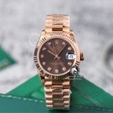 Đồng Hồ Rolex Datejust 31mm m278275-0010 Rep 1:1 Chế Tác Mặt Nâu Chocolate Niềng Khía Dây Vàng Hồng President 3 mắt