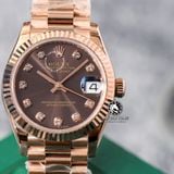 Đồng Hồ Rolex Datejust 31mm m278275-0010 Rep 1:1 Chế Tác Mặt Nâu Chocolate Niềng Khía Dây Vàng Hồng President 3 mắt