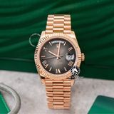 Đồng Hồ Rolex Day-Date 40mm 228235-0055 Rep 1:1 Chế Tác Mặt Số Xám Đen Ombre Cọc Số Đính Đá Baguette Vàng Hồng Khối Lượng 185 Gram