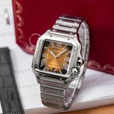 Đồng Hồ Cartier Santos De Cartier 40mm WSSA0064 Rep 1:1 Chế Tác Vỏ Bạc Mặt Nâu Dây Kim Loại