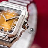 Đồng Hồ Cartier Santos De Cartier 40mm WSSA0064 Rep 1:1 Chế Tác Vỏ Bạc Mặt Nâu Dây Kim Loại