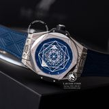 Đồng Hồ Hublot Big Bang Sang Bleu 45mm Rep 1:1 Chế Tác Vỏ Bạc Mặt Xanh Dương Dây Da 415.NX.7179.VR.MXM18