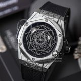 Đồng Hồ Hublot Big Bang Sang Bleu 45mm Rep 1:1 Chế Tác Vỏ Bạc Mặt Đen Dây Da 415.NX.1112.VR.MXM16