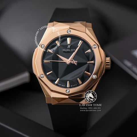 Đồng Hồ Hublot Classic Fusion Orlinski 40mm Rep 1:1 Chế Tác Vỏ Vàng Hồng Mặt Số Đen Dây Cao Su Đen 550.OS.1800.RX.ORL19