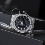 Đồng Hồ Hublot Classic Fusion Orlinski 40mm Rep 1:1 Chế Tác Vỏ Bạc Đính Đá Pave Mặt Số Đen Dây Cao Su Đen 550.NS.1800.RX.1604.ORL19