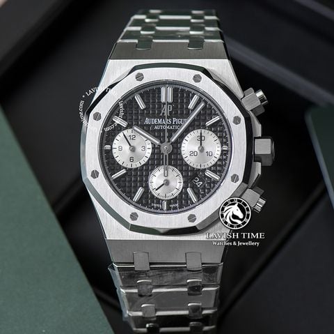 Đồng Hồ Audemars Piguet Royal Oak Chronograph 26331ST.OO.1220ST.02 Rep 1:1 Chế Tác Vỏ Bạc Mặt Đen Dây Kim Loại