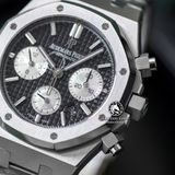 Đồng Hồ Audemars Piguet Royal Oak Chronograph 26331ST.OO.1220ST.02 Rep 1:1 Chế Tác Vỏ Bạc Mặt Đen Dây Kim Loại