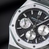 Đồng Hồ Audemars Piguet Royal Oak Chronograph 26331ST.OO.1220ST.02 Rep 1:1 Chế Tác Vỏ Bạc Mặt Đen Dây Kim Loại