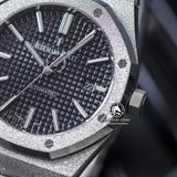 Đồng Hồ Audemars Piguet Royal Oak Frosted-Gold 15454BC.GG.1259BC.03 Rep 1:1 Chế Tác Vỏ Bạc Mặt Đen Dây Kim Loại