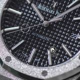 Đồng Hồ Audemars Piguet Royal Oak Frosted-Gold 15454BC.GG.1259BC.03 Rep 1:1 Chế Tác Vỏ Bạc Mặt Đen Dây Kim Loại