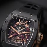Đồng Hồ Richard Mille RM 47 The Time Of The Samurai Rep 1:1 Chế Tác Vỏ Ceramic Đen Mặt Skeleton Lộ Cơ Dây Cao Su