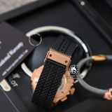 Đồng Hồ Hublot Big Bang 44mm Rep 1:1 Chế Tác Vỏ Vàng Hồng Mặt Đen Dây Cao Su 301.PX.130.RX