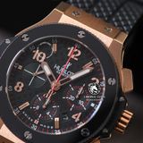 Đồng Hồ Hublot Big Bang 44mm Rep 1:1 Chế Tác Vỏ Vàng Hồng Niềng Ceramic Đen Mặt Carbon Đen 301.PB.131.RX