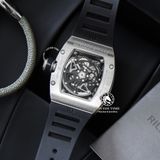 Đồng Hồ Richard Mille RM 010 Rep 1:1 Chế Tác Vỏ Bạc Mặt Skeleton Lộ Cơ Dây Cao Su