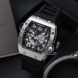 Đồng Hồ Richard Mille RM 010 Rep 1:1 Chế Tác Vỏ Bạc Mặt Skeleton Lộ Cơ Dây Cao Su