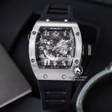 Đồng Hồ Richard Mille RM 010 Rep 1:1 Chế Tác Vỏ Bạc Mặt Skeleton Lộ Cơ Dây Cao Su