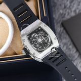 Đồng Hồ Richard Mille RM 023 Rep 1:1 Chế Tác Vỏ Bạc Đính Đá Mặt Skeleton Lộ Cơ Dây Cao Su