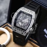 Đồng Hồ Richard Mille RM 023 Rep 1:1 Chế Tác Vỏ Bạc Đính Đá Mặt Skeleton Lộ Cơ Dây Cao Su