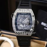 Đồng Hồ Richard Mille RM 023 Rep 1:1 Chế Tác Vỏ Bạc Đính Đá Mặt Skeleton Lộ Cơ Dây Cao Su