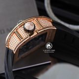 Đồng Hồ Richard Mille RM 023 Rep 1:1 Chế Tác Vỏ Vàng Hồng Đính Đá Mặt Skeleton Lộ Cơ Dây Cao Su